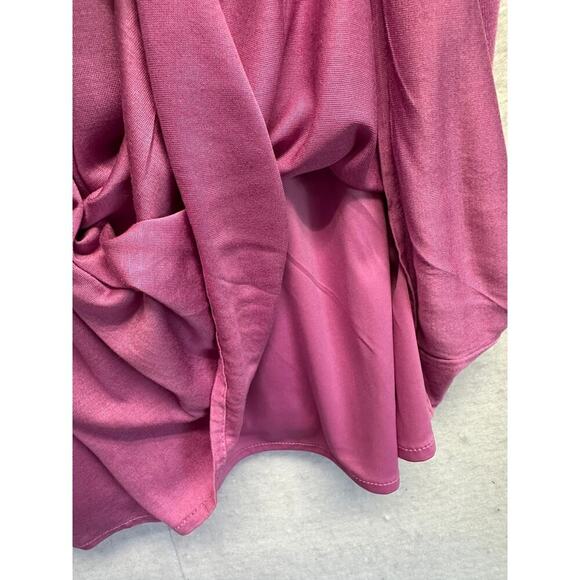 LOFT Empire Waist Faux Wrap Ruched Women Dress Pink Coquette Micromodal Beach - Picture 5 of 9